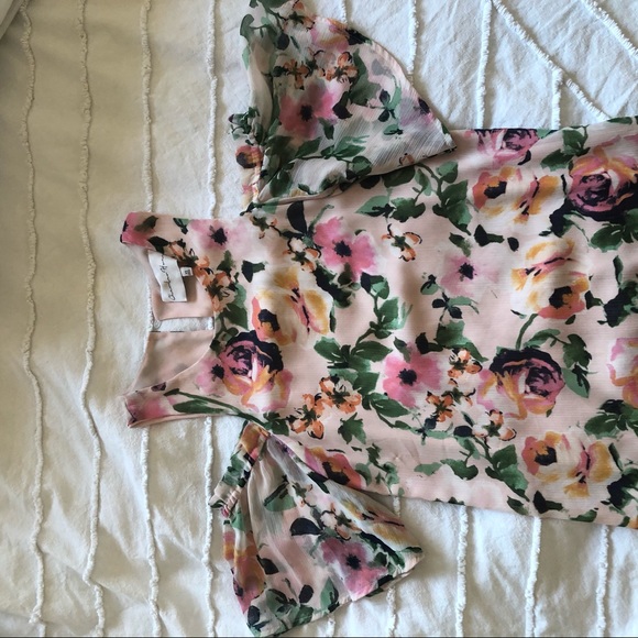 CHARLES HENRY PINK FLORAL COLD SHOULDER DRESS - Picture 5 of 5